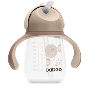Baboo силикон соруултай аяга бариул, тагтай бор 9+сар 260мл