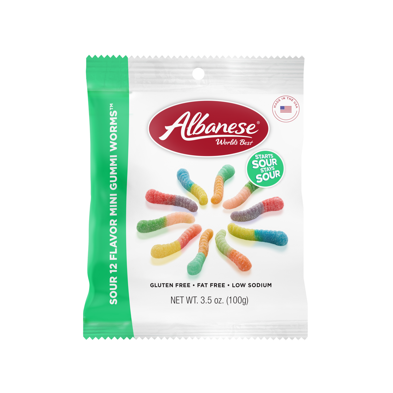 Albanese sour 12 Flavor Mini Gummi Worm-Исгэлэн өт
