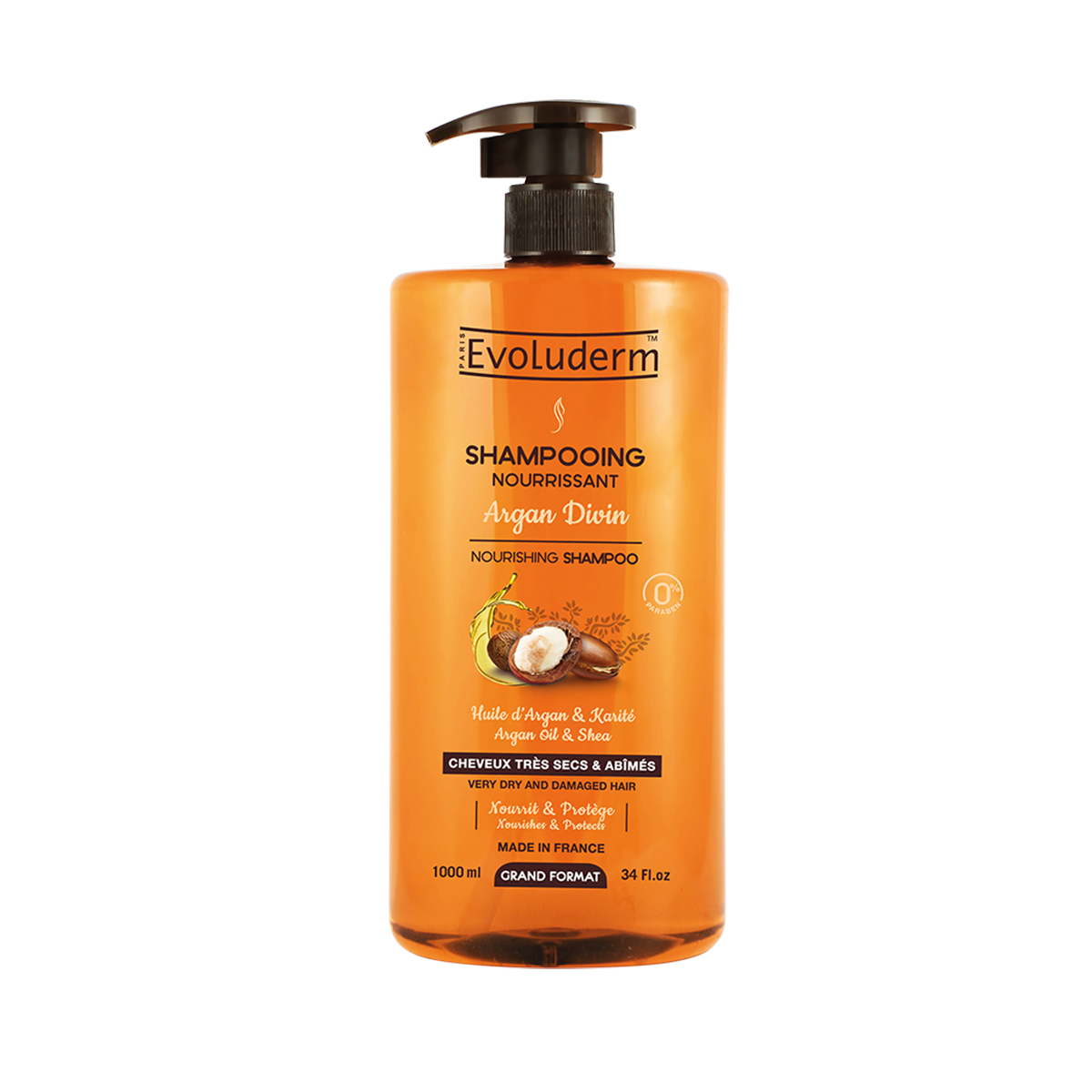 Evoluderm Хэт хуурай Argan& shea butter үсний шампунь 1000мл
