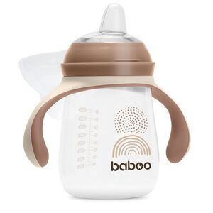 Baboo силикон хошуутай аяга бариул, тагтай бор 6+сар 260мл