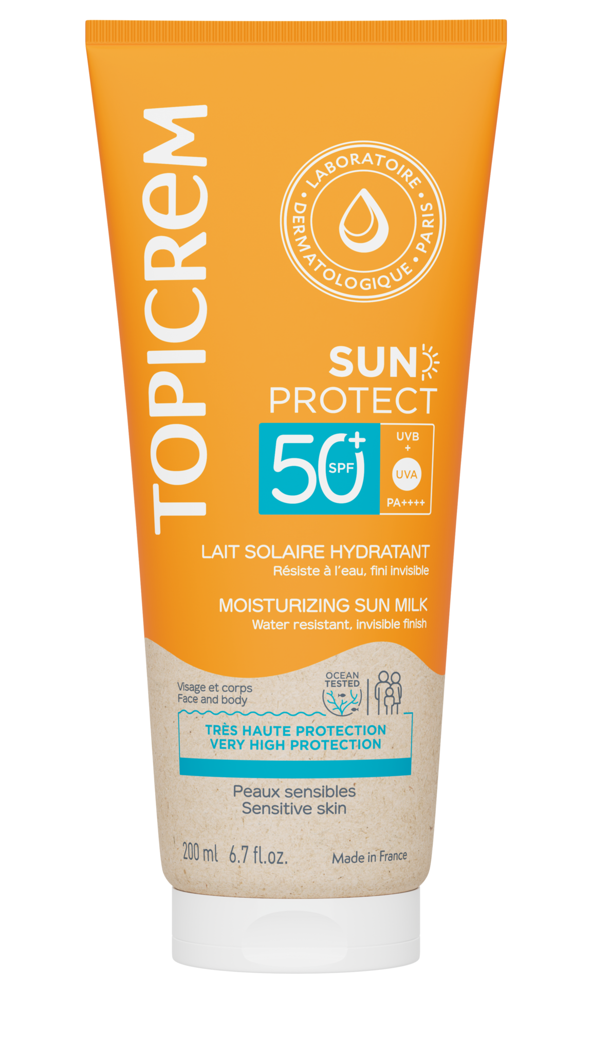 Topicrem sun screen бүх төрлийн арьсны чийгшүүлэх нарны тос SPF50+ 200 мл 3+